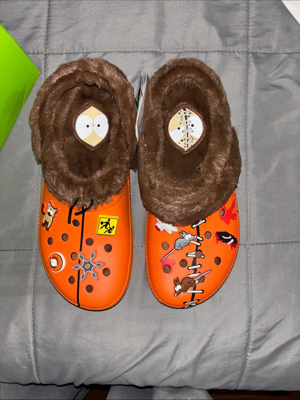 CROCS Orange Faux-Fur Lined Character Slip-Ons